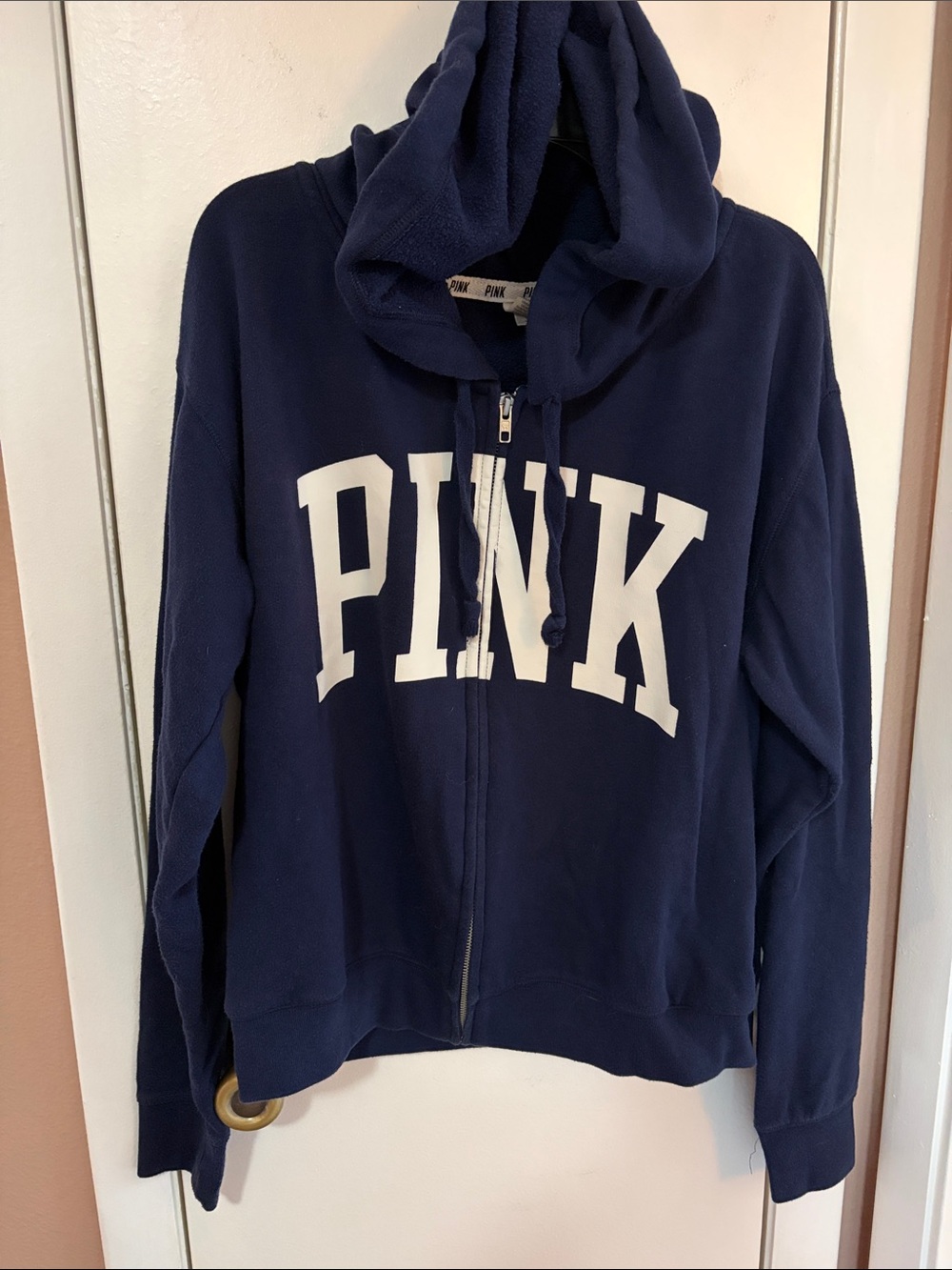 PINK Victoria's Secret Navy Hoodie with White Logo